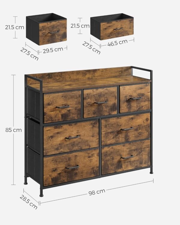 SONGMICS Chest of Drawers, Bedroom Cabinet, 7 Fabric Drawers with Handles, Metal Frame - Bild 3