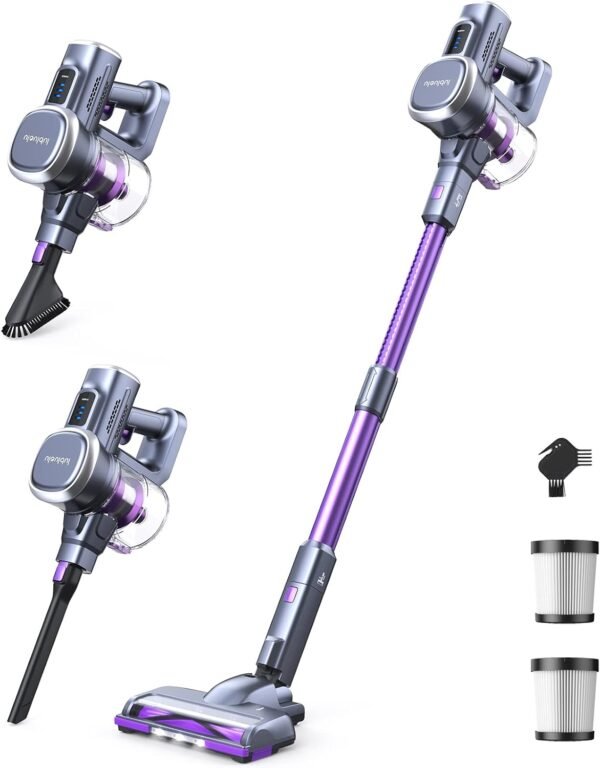 Lubluelu-Cordless Self-Standing Vacuum Cleaner, 25KPa leistungsstarke Saugkraft, 220W Stick Hoover für Tierhaare, Hartböden und Teppiche, 600ml Mülleimer - Bild 2