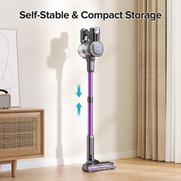 Lubluelu-Cordless Self-Standing Vacuum Cleaner, 25KPa leistungsstarke Saugkraft, 220W Stick Hoover für Tierhaare, Hartböden und Teppiche, 600ml Mülleimer - Bild 5