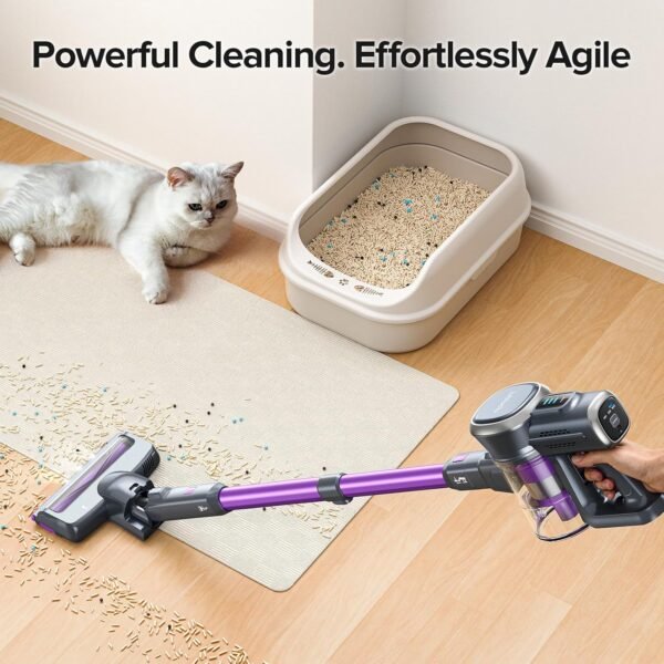 Lubluelu-Cordless Self-Standing Vacuum Cleaner, 25KPa leistungsstarke Saugkraft, 220W Stick Hoover für Tierhaare, Hartböden und Teppiche, 600ml Mülleimer - Bild 4